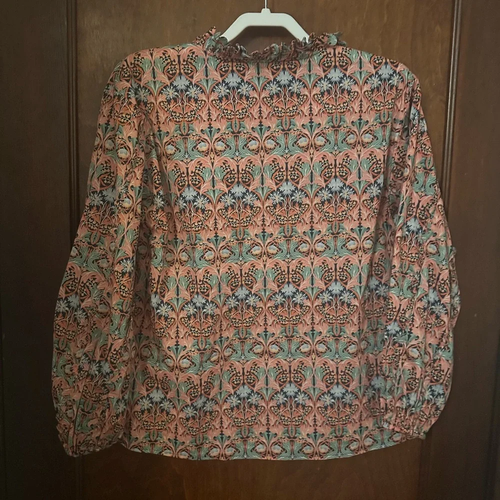 J. Crew Scalloped tie-neck top in Liberty® May Nouveau print S